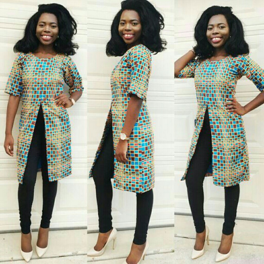 African print Women short sleeve dress top